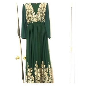 Fancy green and gold quftan dress